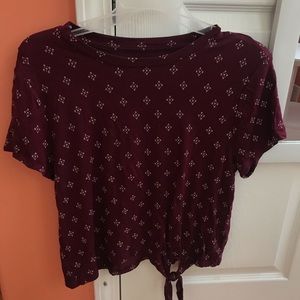 Burgundy Printed Tee